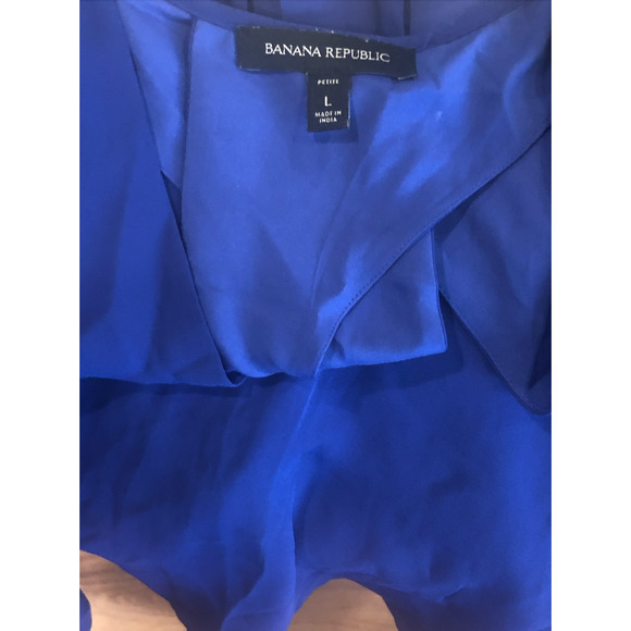 Banana Republic Petite Large Blue V Neck Tank‎ Fully Lined Keyhole - Picture 8 of 16